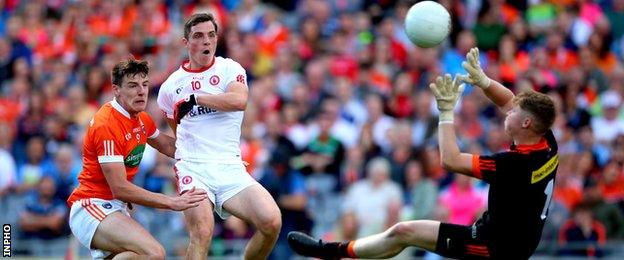 David Mulgrew's two goals in the second half made sure of Tyrone's place in the semi-finals