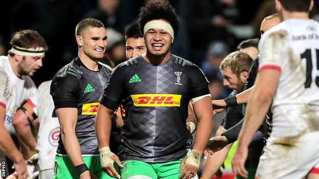 Elia Elia's two tries appeared set to help Harlequins clinch victory