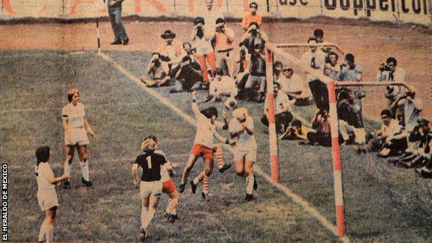 England playing Mexico in the Azteca Stadium in 1971