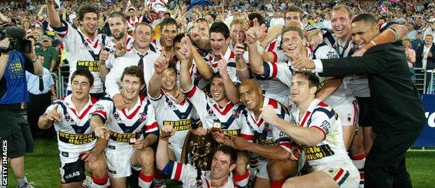 Adrian Morley and his Sydney Roosters team-mates