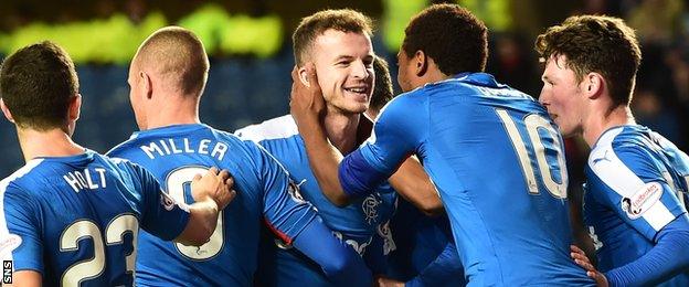 Rangers players celebrating