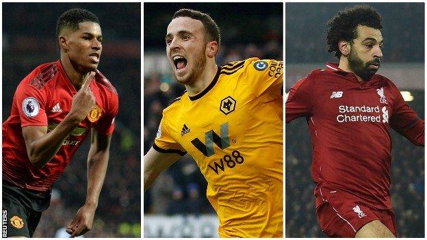 Marcus Rashford, Diogo Jota, Mohamed Salah