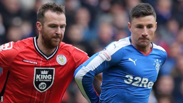 St Mirren's Andy Webster and Rangers' Michael O'Halloran