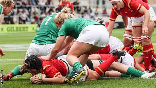 Prop Caryl Thomas scores for Wales