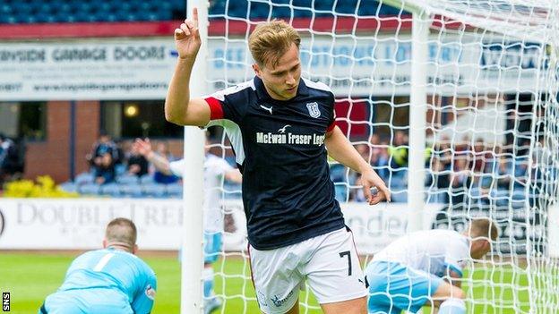 Greg Stewart celebrates against Forfar