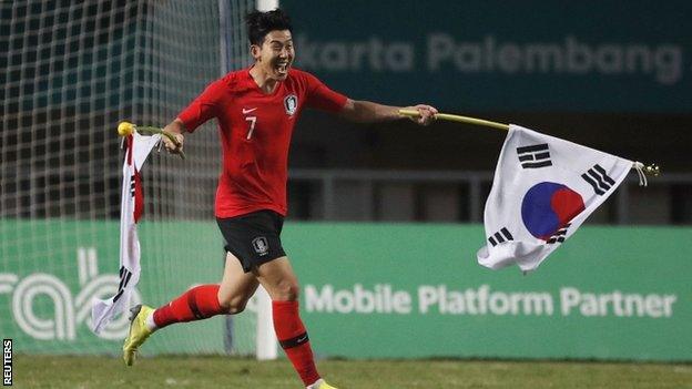 South Korea's Son Heung-min in action during the gold medal match against Japan at the Asian Games