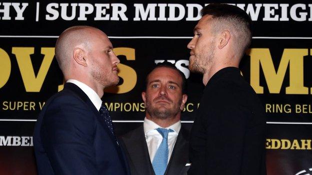 George Groves and Callum Smith face each other at the news conference to announce their fight