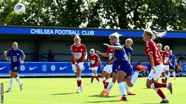 Millie Bright scores against Bristol City