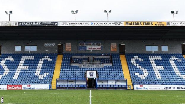 Stranraer's Stair Park failed a pitch inspection on Tuesday morning