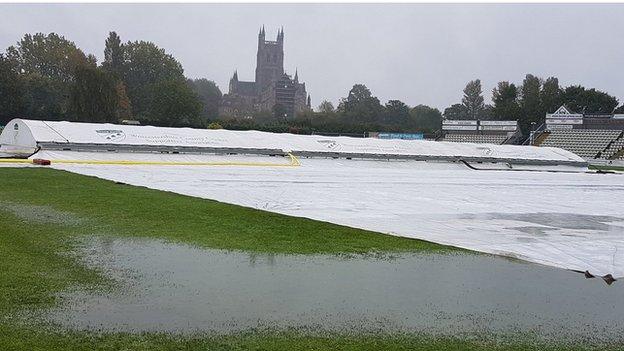 Play got under way after lunch at New Road following a lost morning's play to rain