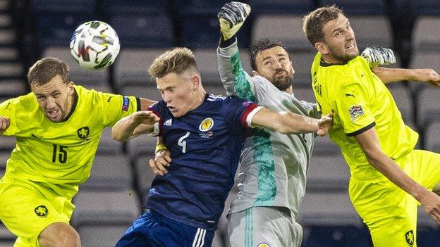 David Marshall in action for Scotland