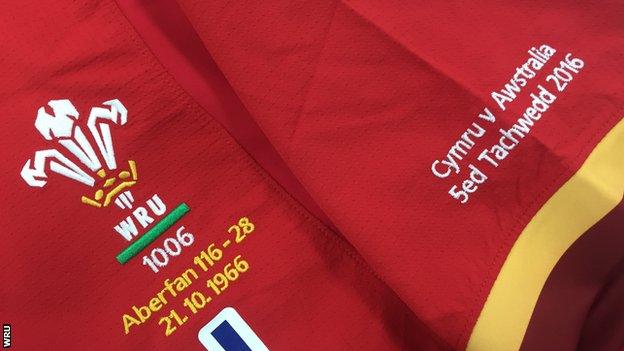 Wales' jersey for the Test against Australia