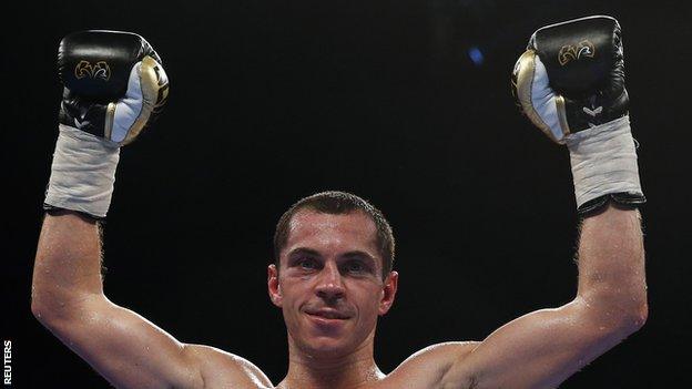 Scott Quigg celebrates beating Jose Cayetano