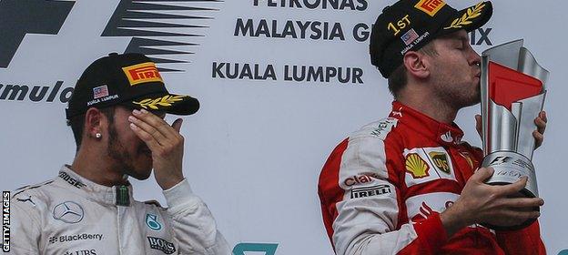 Sebastian Vettel wins the 2015 Malaysian Grand Prix