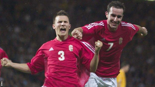 Hungary score at Hampden Park.