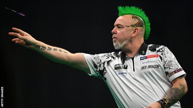 Peter Wright throws a dart