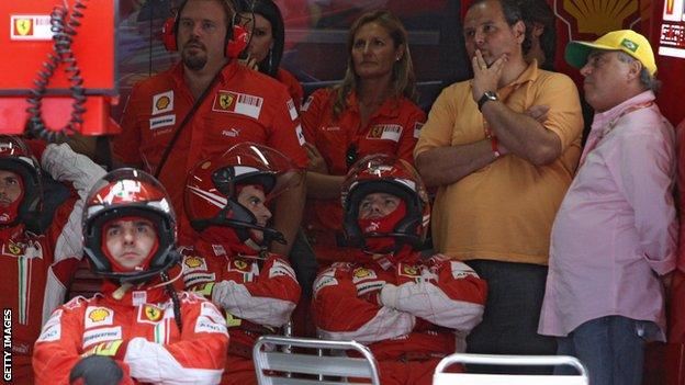 The Ferrari garage after Lewis Hamilton got the result he needed to win the 2008 drivers' championship