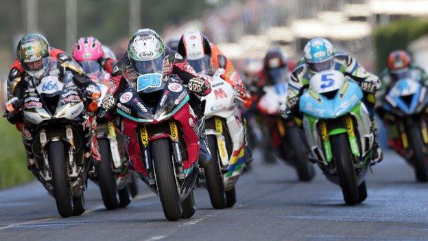 Adam McLean leads the way during racing at the County Antrim circuit on Thursday