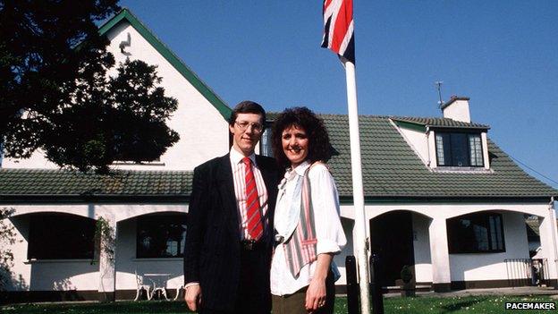 Peter and Iris Robinson, pictured outside their east Belfast home in 1989