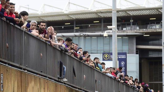 Fans outside the Nou Camp