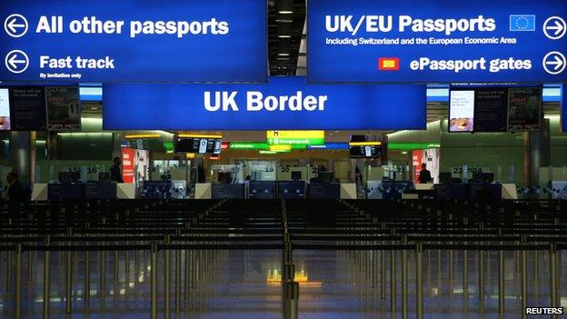 Border control at Heathrow Airport