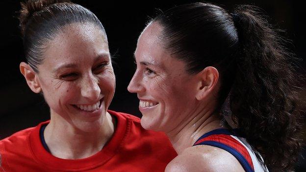 Sue Bird and Diana Taurasi become the first players ever, (male or female), to win five Olympic basketball titles.