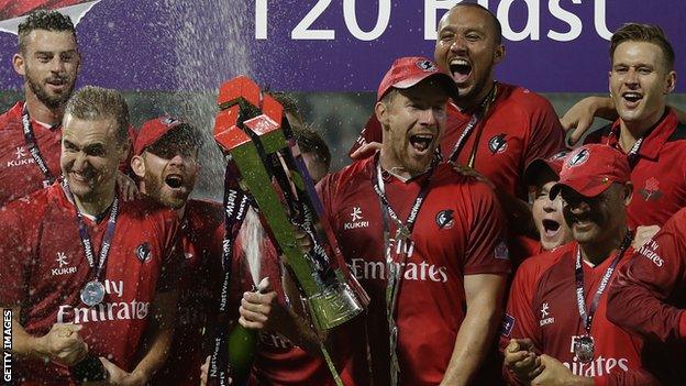 Lancashire players celebrate