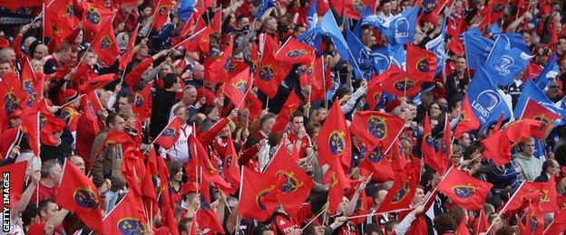 Munster and Leinster fans mingle