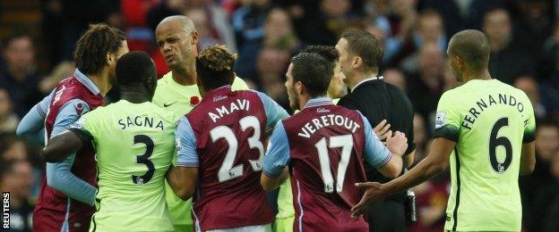 Rudy Gestede sparked a minor confrontation when he appeared to deliberately win a corner while returning the ball to Manchester City