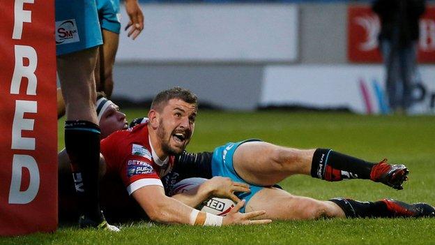 Salford's Adam Walker scores his second try