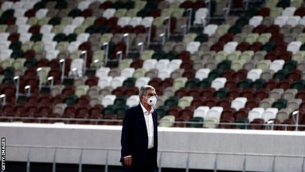 Thomas Bach at the Olympic stadium