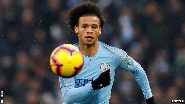 Leroy Sane in action for Manchester City against Everton