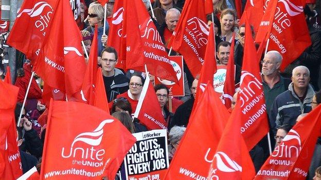 Unite members at a demonstration (file pic)