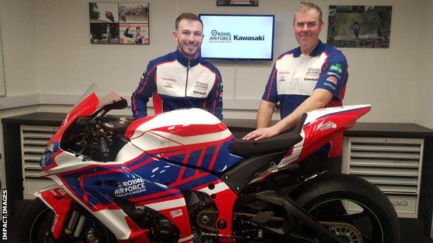 RAF Regular and Reserve Kawasaki team boss Lee Hardy with Paul Jordan earlier this month