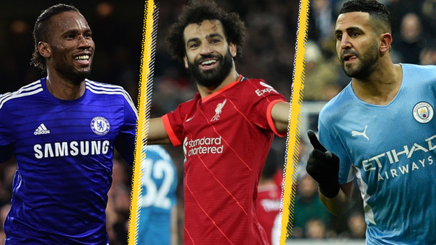 Didier Drogba, Mohamed Salah and Riyad Mahrez