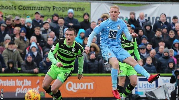 Jack Grimmer was the first of Coventry's two defenders to go off in Saturday's 2-1 defeat at Forest Green