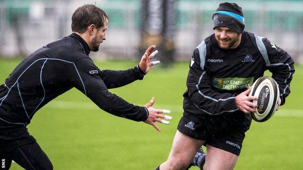 Nick Grigg in Glasgow Warriors training