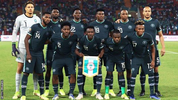 The Nigeria team before playing Tunisia in the last of the 2021 Africa Cup of Nations