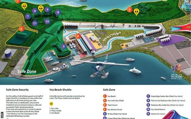 Map of Safe Zone for UFC's Fight Island