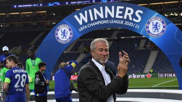 Roman Abramovich after Chelsea's 2021 Champions League win