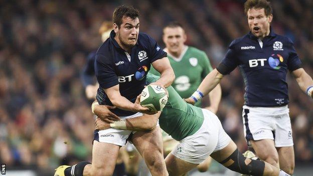 Stuart McInally playing for Scotland against Ireland