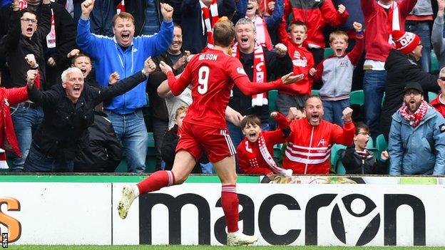 James Wilson's fourth goal of last season came in the final-day win over Hibs