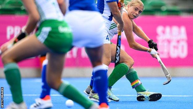 Irish skipper Katie Mullan scores the only goal of the game against Czech Republic