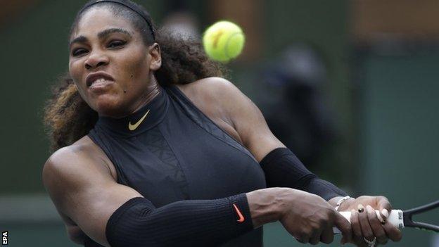 Serena Williams in second round action at Indian Wells