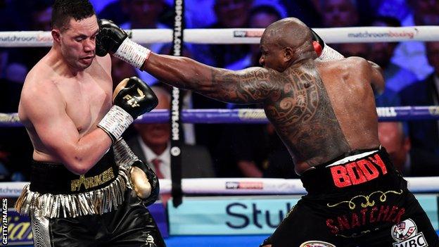 Dillian Whyte lands a punch on Joseph Parker