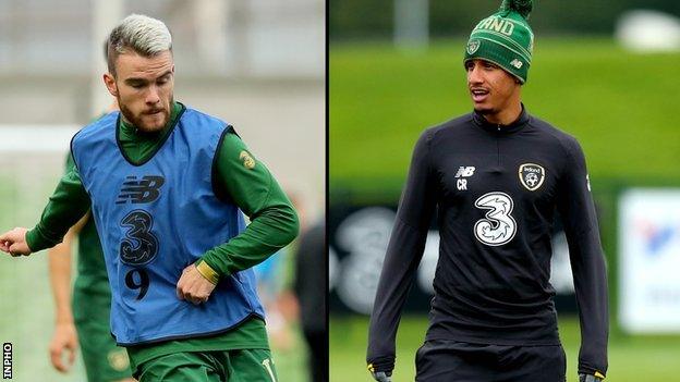 Aaron Connolly (left) is ruled by injury while Callum Robinson (right) will miss the Republic's three games over the next week after testing positive for Covid-19