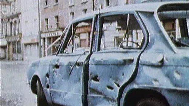 Car damaged by a bomb