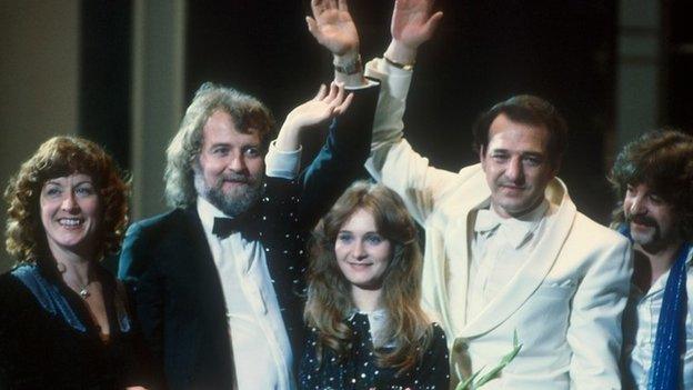 Nicole (centre) - winner of 1982 Eurovision