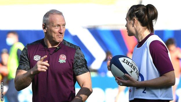 Simon Middleton speaking to Emily Scarratt