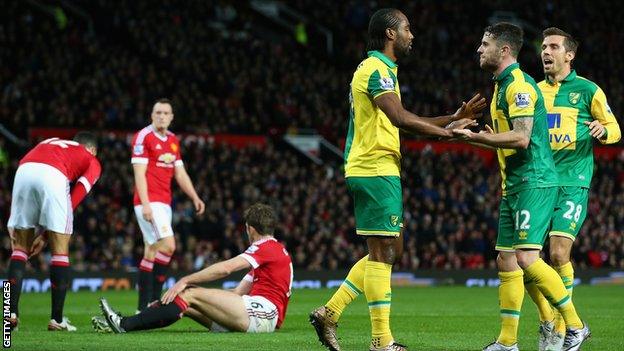 Manchester United 1 2 Norwich City BBC Sport